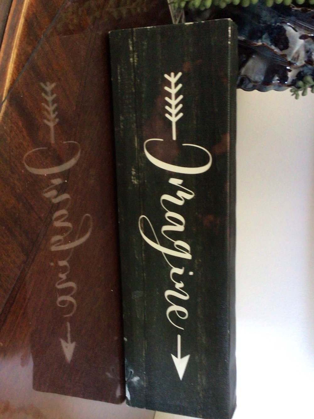Unbranded Olive Green 'Imagine' Rustic Wall Plaque